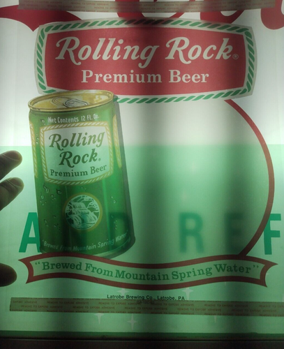 Rara birra Rolling Rock Premium 1983 mai usata insegna vedi attraverso 12" x 10" - Foto 9 di 9