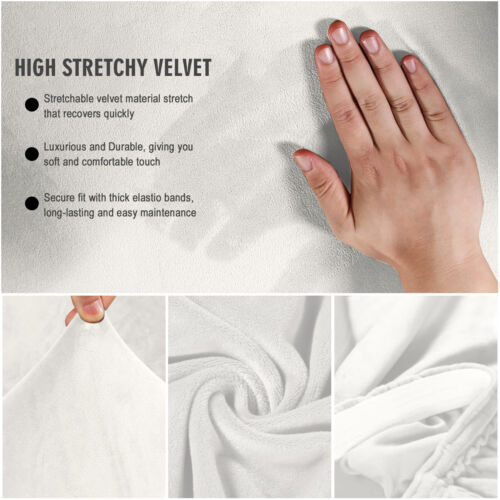 Stretch Velvet Sofa 2 Seat Recliner Couch Cover Loveseat Slipcover Protector - Picture 48 of 100