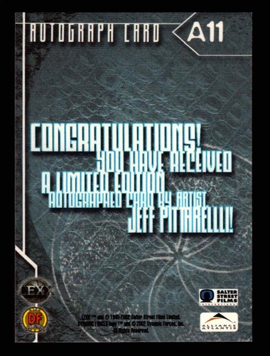 2002 Lexx Dynamic Forces A11 Jeff Pittarreli Autograph Card - Picture 2 of 2
