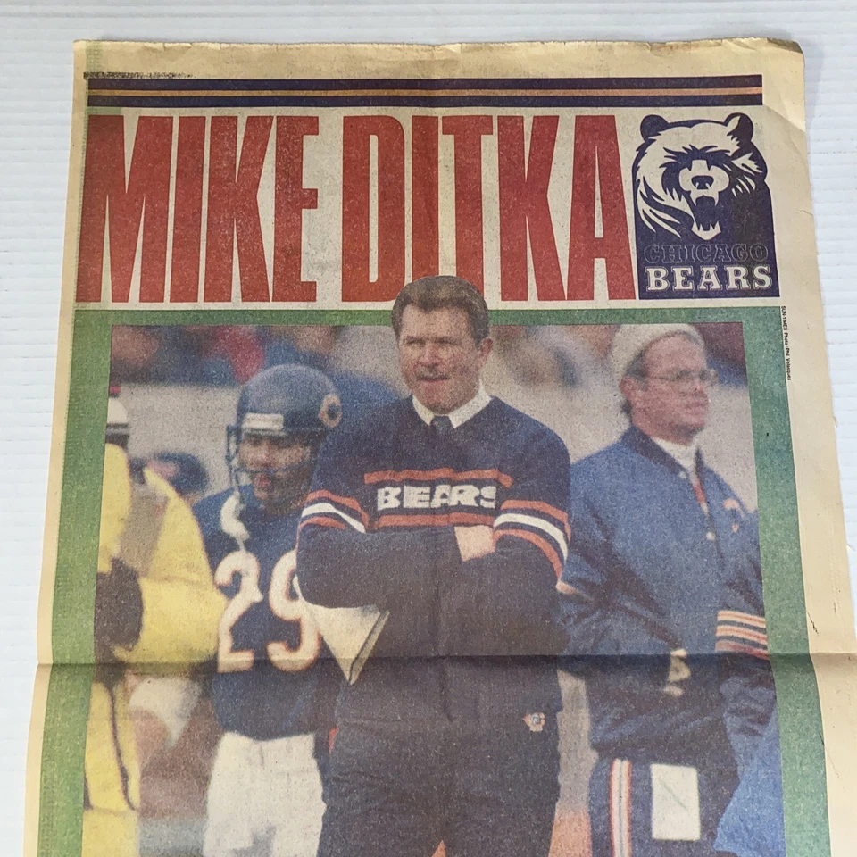 Vintage 1985 Chicago Bears Coach Mike Ditka Sun Times Souvenir Newspaper Poster - Image 2 of 4