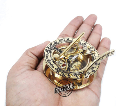 Antique Brass Sundial Compass Nautical Sailor Direction Pocket Maritime Compasse