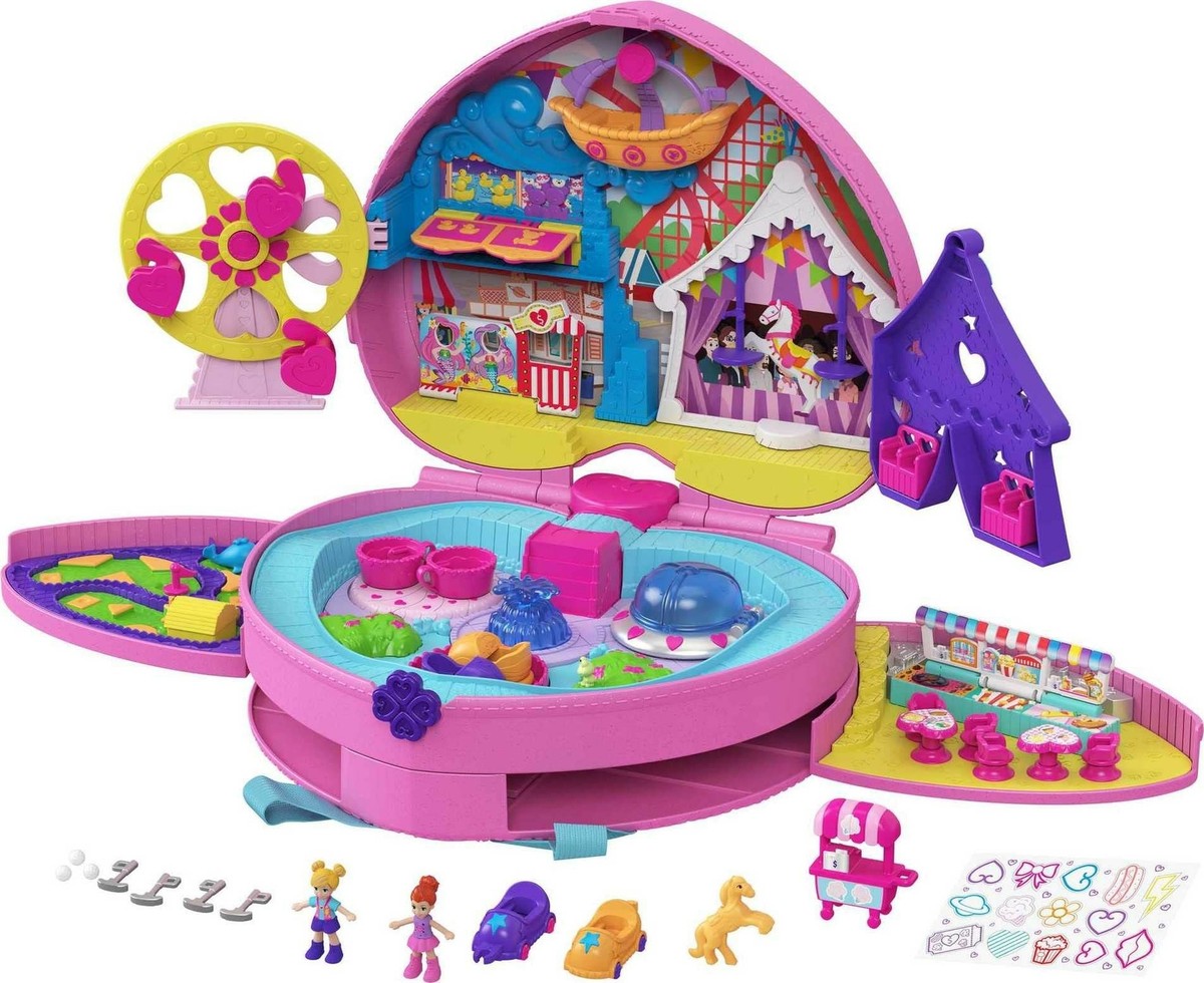 Polly Pocket 2-in-1 Travel Toy Playset with 2 Micro Dolls & Toy