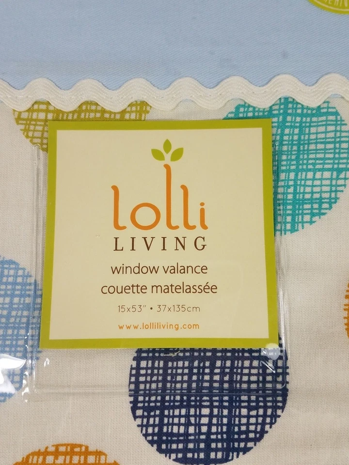 NIP Lolli Living baby bot blue orange polka dot boys window valance curtain Foto 4 de 4