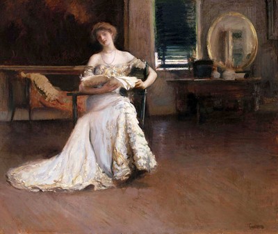 Edmund Charles Tarbell ''Quiet Afternoon'' Brown Artwork PAPER or CANVAS Fine Art