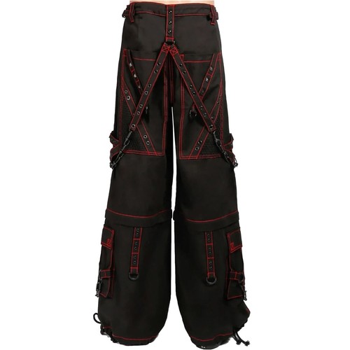 Puritues Gothic Women's Black Super Studded Red Stitching Fashion Gothic Pants - Picture 3 of 4