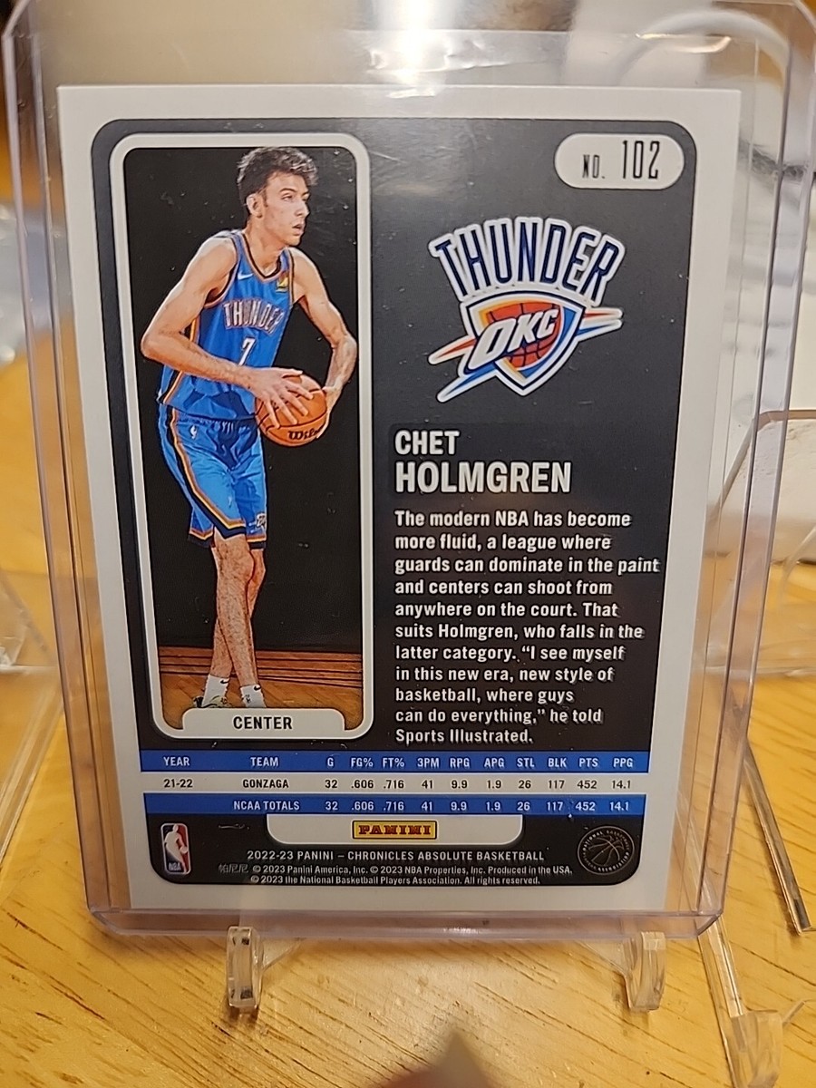 CHET HOLMGREN 2022-23 CHRONICLES ABSOLUTE #102 ROOKIE CARS OKC