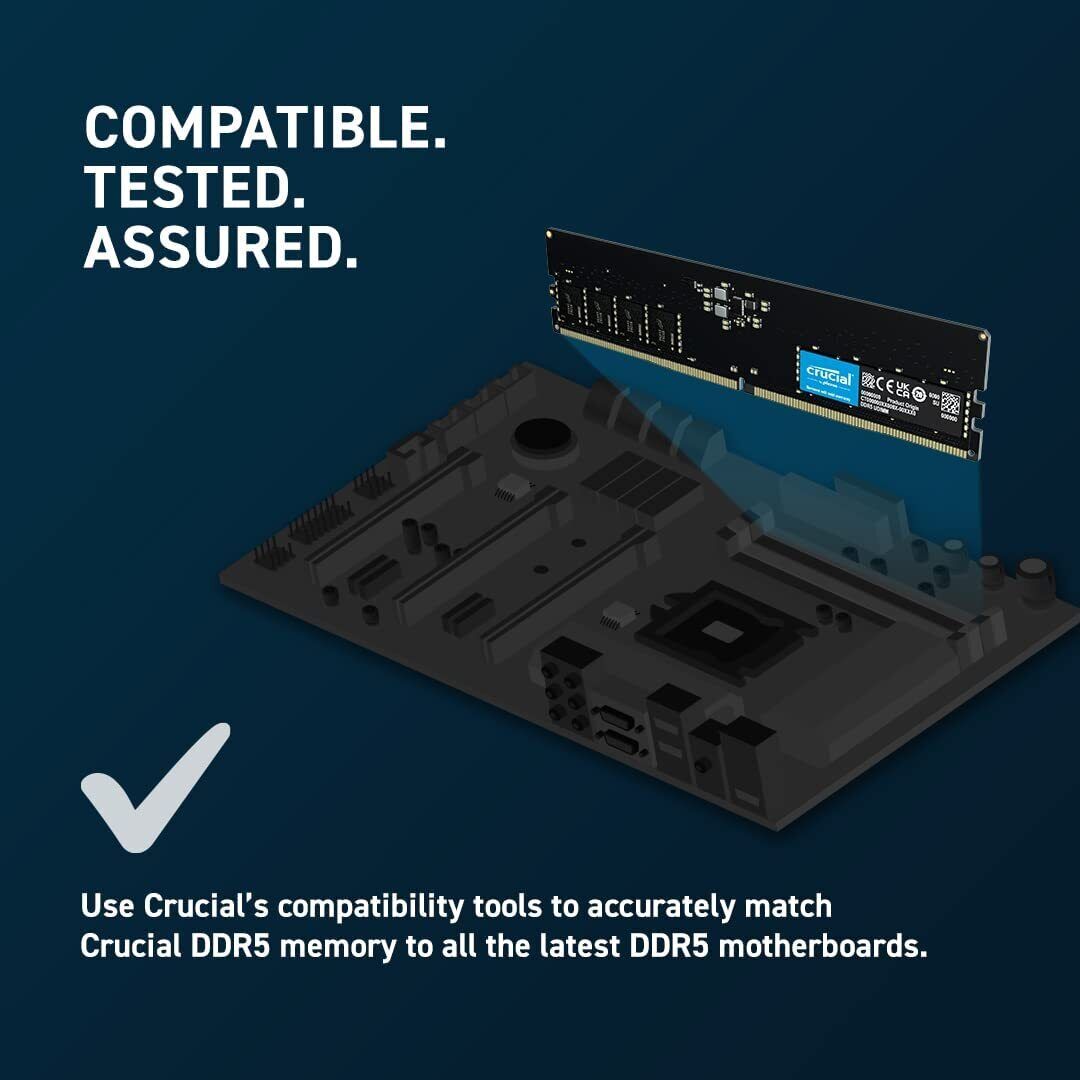 Crucial 32GB Single DDR5 5600MHz PC5-44800 RAM 288-Pin Crucial 32GB Single DDR5 5600MHz PC5-44800 RAM 288-Pin