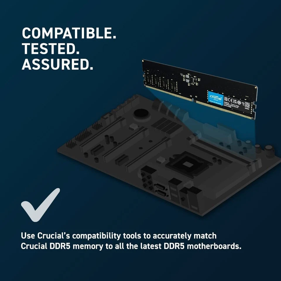 Crucial 32GB Single DDR5 4800MHz PC5-38400 RAM 288-Pin Desktop Memory 4800 uDIMM - Image 4 of 4