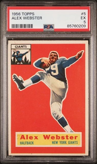 ALEX WEBSTER 1956 TOPPS #5 PSA 5 EX