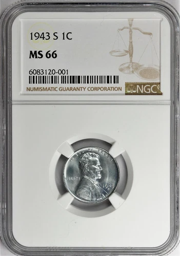 1943-S Lincoln Cent NGC Certified MS66 - From Freshly Certified Rolls!