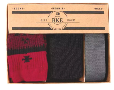 BKE BUCKLE MEN'S SOUTHWEST SOCK-KNIT BEANIE-WOVEN BELT ONE SIZE NEW IN GIFT SET