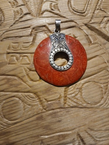 SILPADA Sterling Silver Round Pendant CORAL Sterling Necklace - Picture 4 of 4