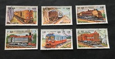 Locomotoras Camboya 1984 - 6 sellos cancelados - Michel No. 584-589