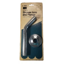 SEARS 1998 VTG Shower Arm & Flange 8" Male Pipe Thread Chrome Plated Brass
