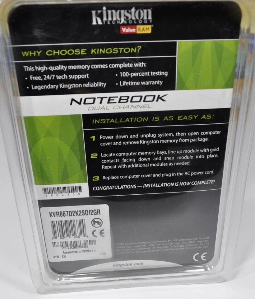 New Kingston 2GB DDR2 PC2-5300 667MHz Notebook Memory Sticks Cards Dual Channel - Image 4 of 4