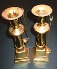 Pair of Vintage Brass Candlesticks w/ Snuffers 12 inches tall Matching