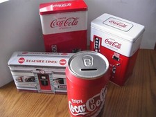 Boîtes de Coca Cola de collection, dont banque Coca Cola