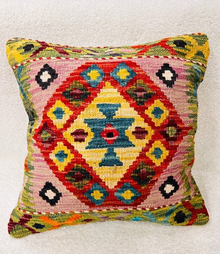 Fundas de cojín Afghan Kilim 100 % lana hechas a mano - multicolor - Imagen 3 de 91