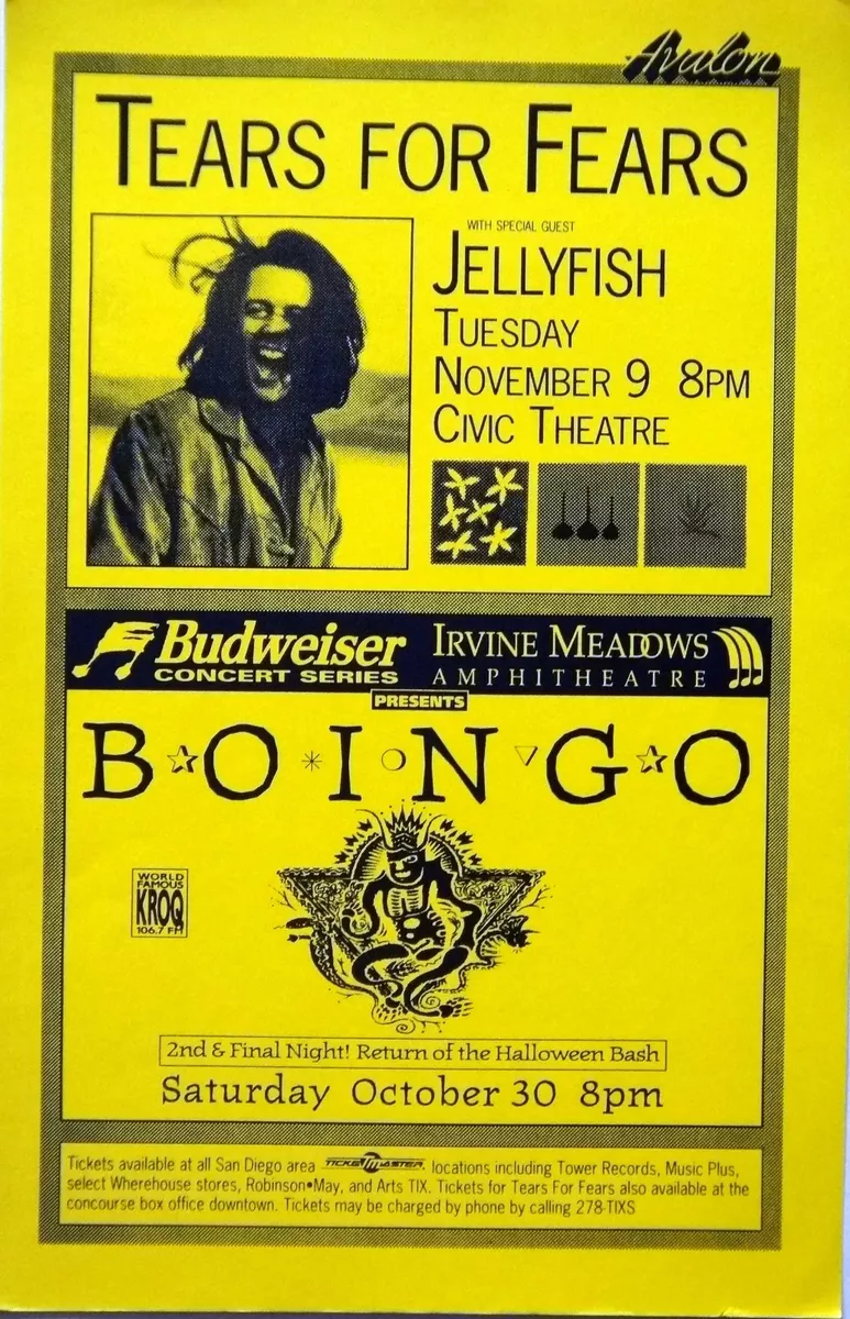 TEARS FOR FEARS & JELLYFISH / OINGO BOINGO 1993 SAN DIEGO CONCERT