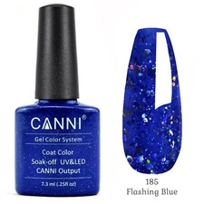 185 Blue with Holographic Glitter CANNI®  UV LED Soak Off Nail Gel Polish Colour