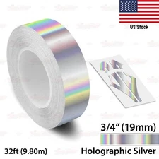 3/4" Roll Vinyl Pinstriping Pin Stripe Line Tape Sticker 19mm HOLOGRAPHIC SILVER