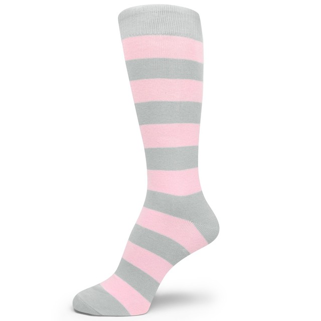Mens Dress Socks Light Pink & Gray Stripe MA134 eBay