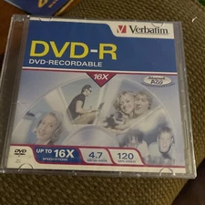Verbatim DVD-R Recordable 16x Speed, 120 min, 4.7 GB  NEW 1 Piece Dvd