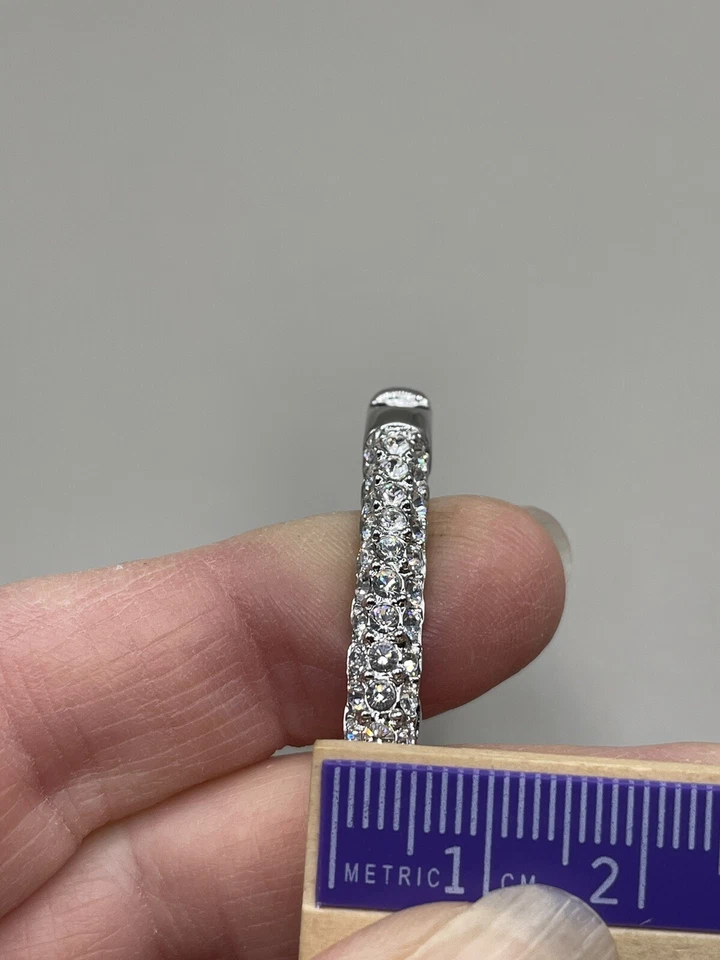 "Brazalete Brazalete Vintage NOLAN MILLER Tono Plata Pavé Cristales Bisagras 6.9"" Firmado" Foto 2 de 4