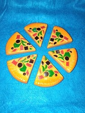 REALISTIC PRETEND PLAY FOOD PIZZA Pie 6 SLICES Vtg 80s 90s kitchen plastic retro