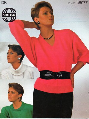 ~ Sirdar Strickmuster für Damen Pullover mit drei Ausschnitten ~ 30'' ~ 40'' ~