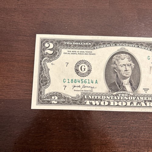 $2 Dollar Bill, 2017A Fancy Serial Number - Picture 3 of 6