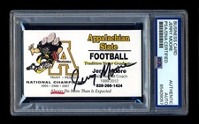 JERRY MOORE SIGNED BUSINESS CARD PSA/DNA APPALACIAN STATE MOUNTAINEERS NTL CHAMP