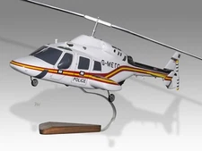 Bell 222 Metropolitan Police Air Support Desk Wood Helicopter Model Small 1/48