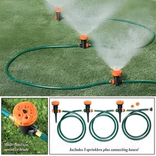 3 in 1 Portable Garden Lawn Sprinkler System 5 Spray Settings Water Garden Hose