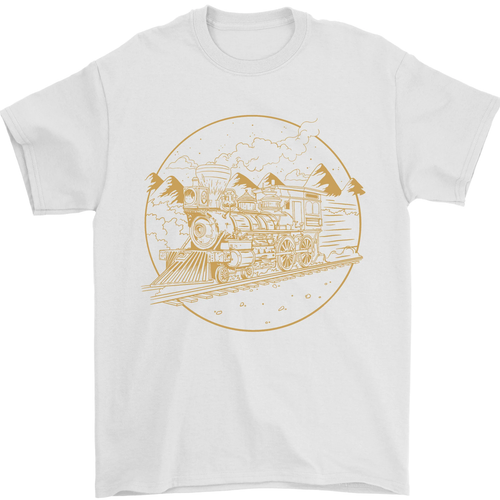 Gold Locomotive Steam Engine Train Spotter Mens T-Shirt 100% Cotton - Picture 83 of 95