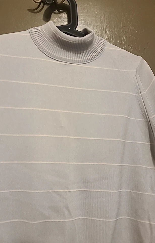 Givenchy Sport Vintage Size 34 Mock Neck Sweater Grey Gray Stripe ILGWU Union - Image 3 of 4