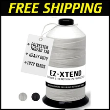 100% American Made White Bonded Polyester Thread - Ideal for Marine & Canvas Use