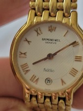 VTG Ladies 18k GEP Swiss Raymond Weil Geneve Fidelio 4702 Slim Gold Plate Watch
