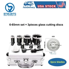 Diamond Core Drilling Bits Set Porcelain Tile Hole Saw Kit Glass Cut Off Blades