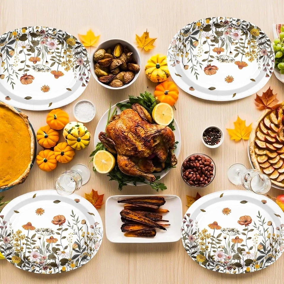 Charming 50 Pcs Oval Paper Plates 10" x 12" - Perfect for Autumn Celebrations - Image 4 of 4