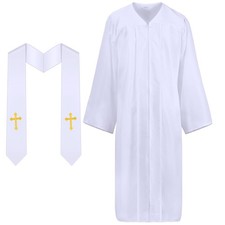 2 Pcs Clergy Robes Priest Costume Set Women Pulpit Choir Robe Baptism Church ...