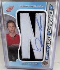 2021-22 Upper Deck SP Game Used Draft Day Marks Lucas Raymond Red Wings /35