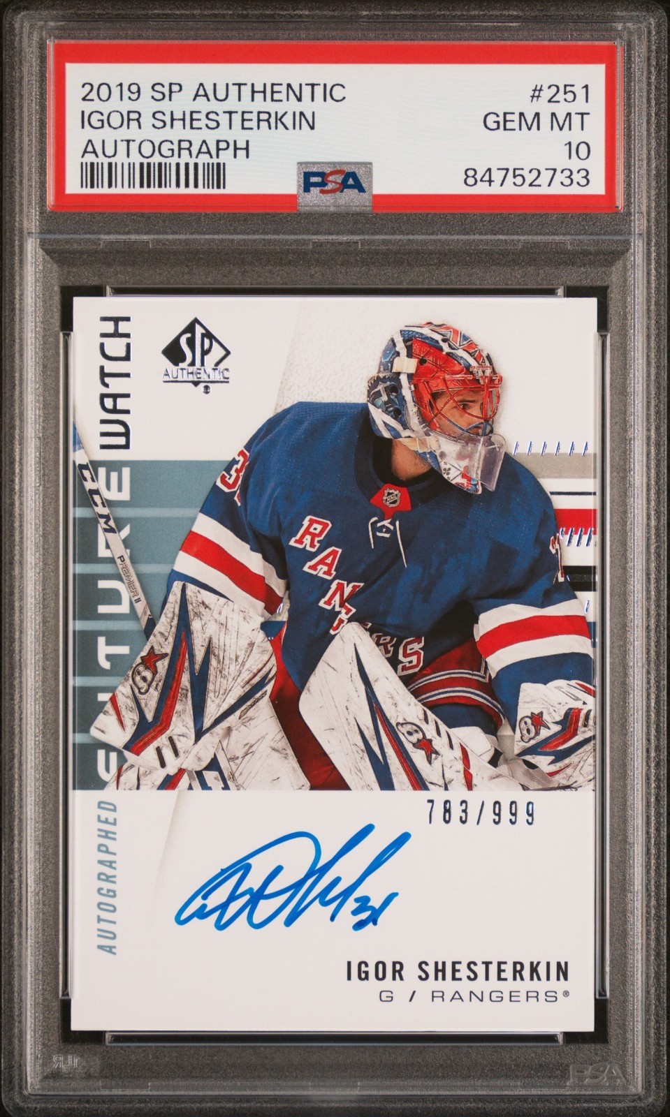 Igor Shesterkin 2019-20 SP Authentic #251 Auto RC #783/999 PSA 10