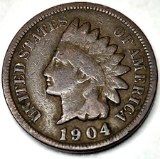 1904 Indian Head Cent Penny Good Condition 1c One Cent US Coin- 0824