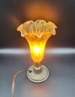 Vintage Art Deco Art Nouveau Style tulip Glass shade electric lamp Amber 8.5 EUC