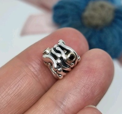 VERPACKT Original Pandora Silber & 14k Gold Schwarz Natürlicher Diamant Tanzen Charm   