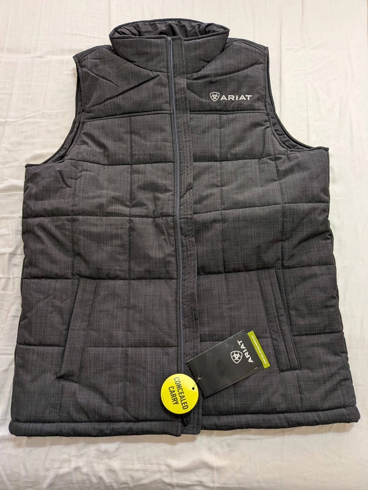 Ariat Crius Insulated Vest Mens L Dark Grey Concealed Carry Pocket USA Phantom