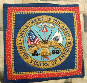HAND MADE PILLOW COVER (DEPARTMENT OF THE ARMY CREST) 16" BY 16"
