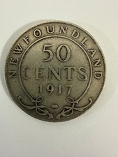 Pièce de 50 centimes argent Terre-Neuve 1917 - BELLE PIÈCE -