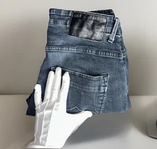 883 Police Jeans Mens 34x31 Dark Wash Slim Fit Tapered Stretch Distressed Grunge